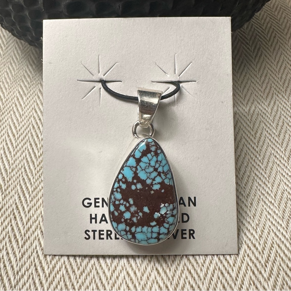 Turquoise Spiderweb Pendant